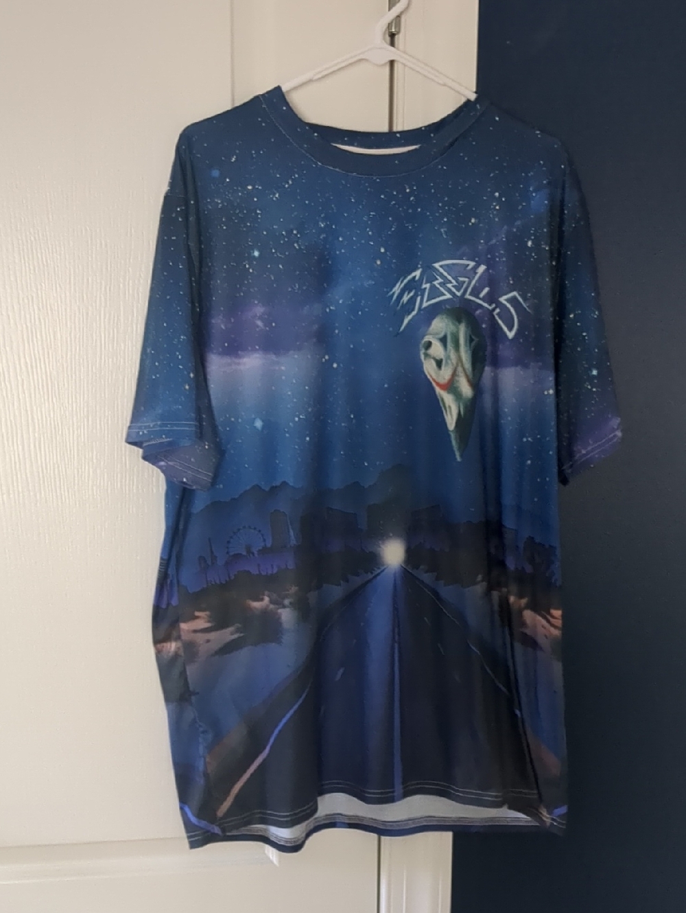 Eagles Blue Graphic Short Sleeve Tee with Nightscape Print